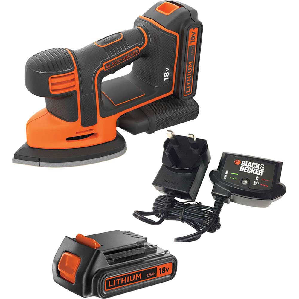 Black and Decker BDCDS18 18v Cordless Mouse Sander 2 x 1.5ah Li-ion Charger No Case