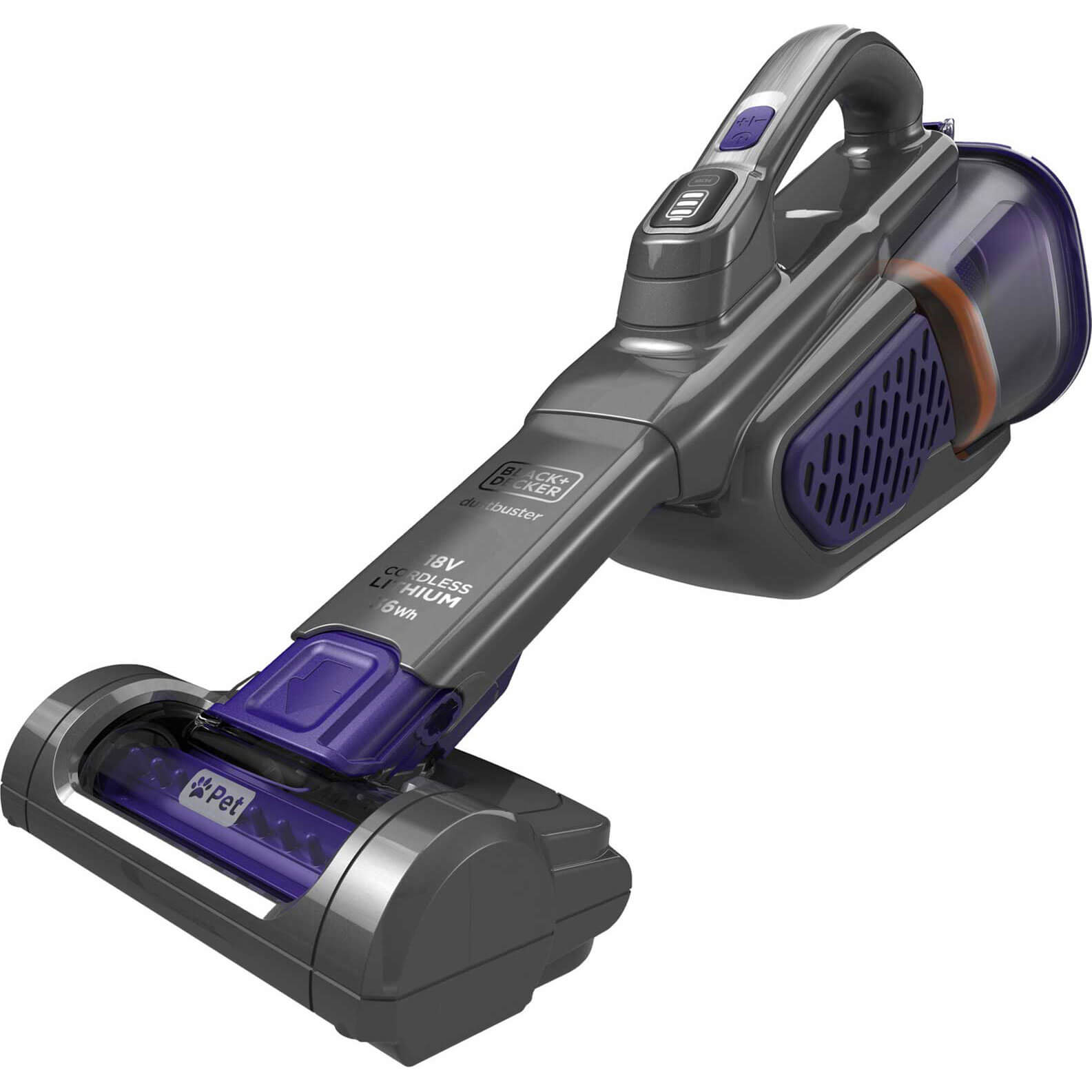 Black and Decker BHHV520BFP 18v Cordless Pet Dustbuster Hand Vacuum 1 x 2ah Integrated Li-ion Charger No Case