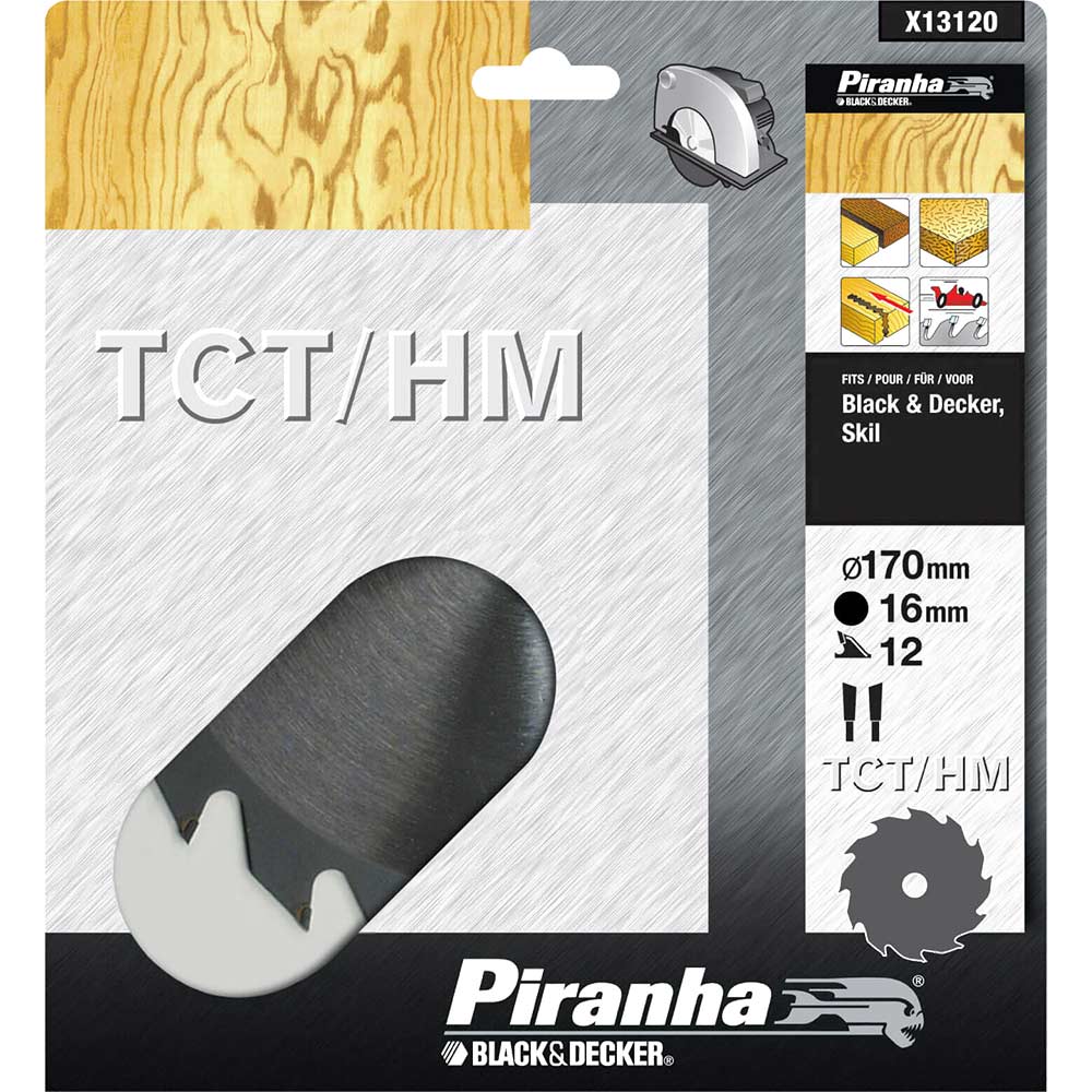 Image of Black and Decker Piranha TCT Fast Rip Circular Saw Blade 170mm 12T 16mm