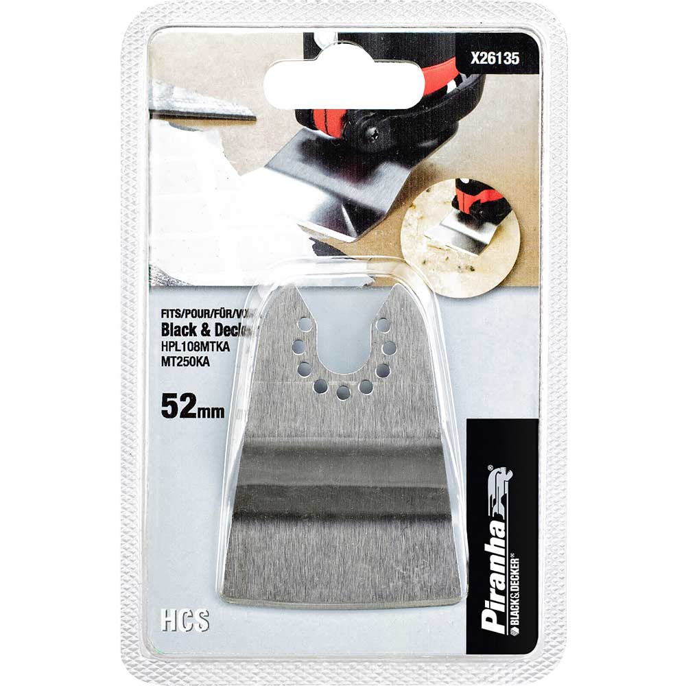 Image of Black and Decker X26135 Piranha Oscillating Multi Tool HCS Rigid Scraper 52mm Pack of 1