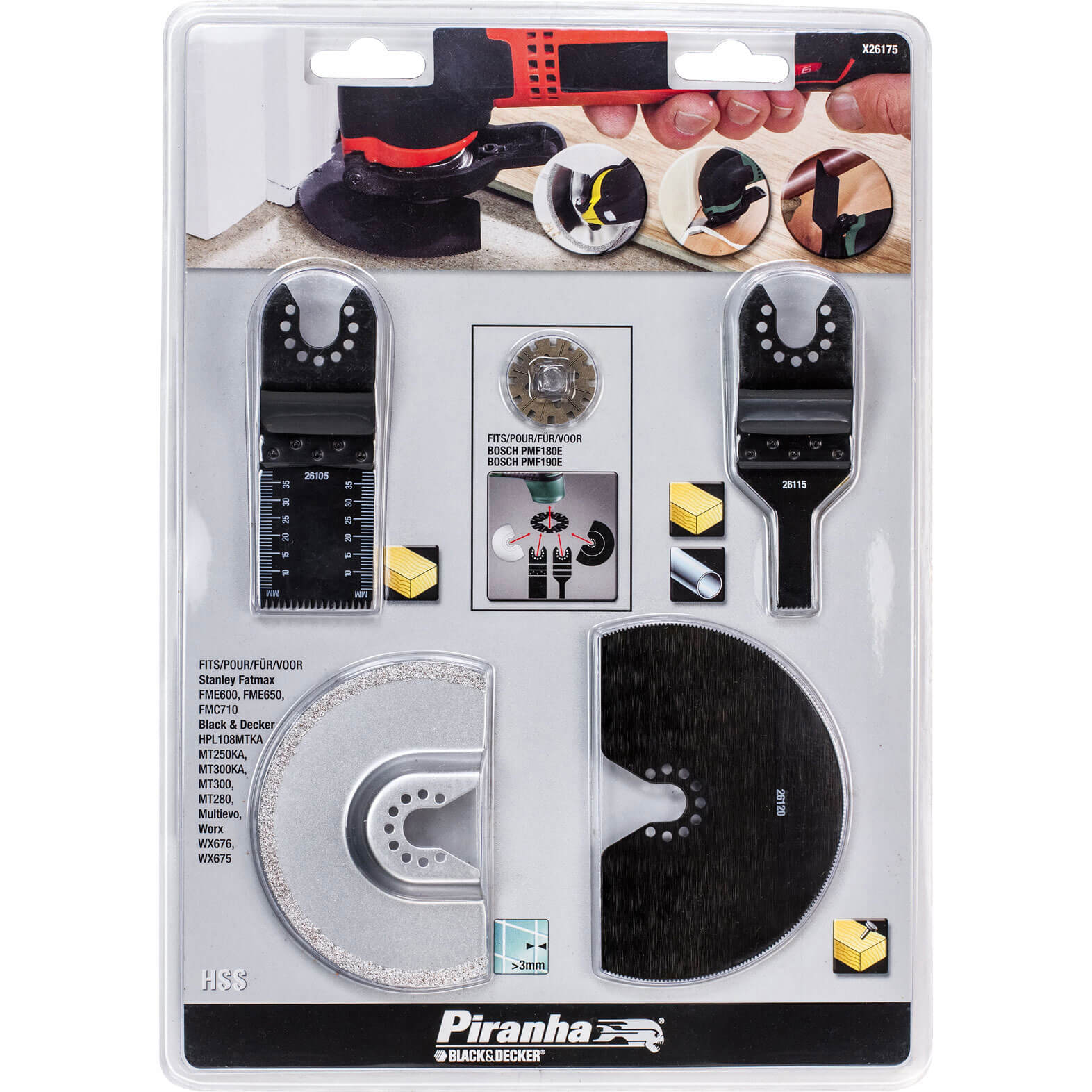Black and Decker X26175 Piranha 5 Piece Oscillating Multi Tool Blade Set