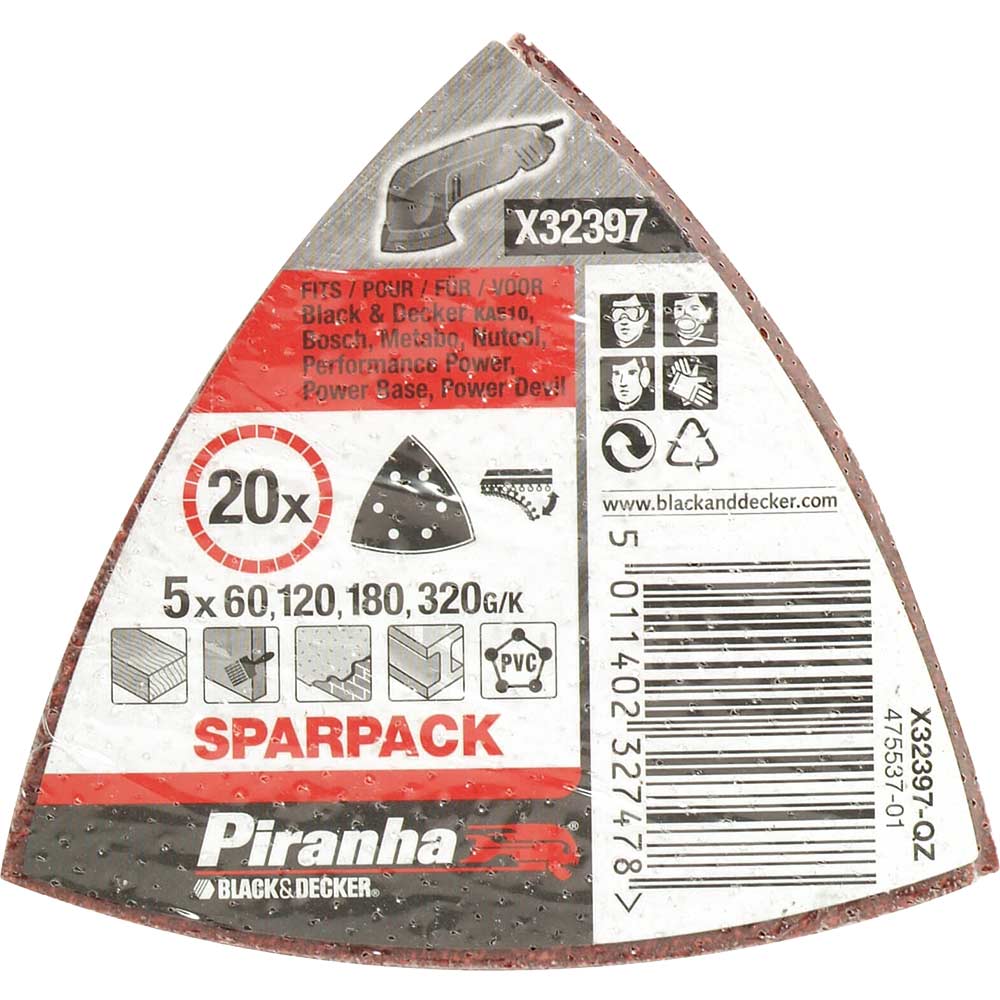 Photo of Black And Decker Piranha Quick Fit Delta Sanding Sheets Assorted Grit Pack Of 20
