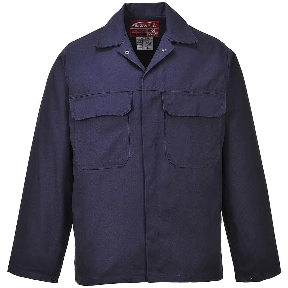 Photo of Biz Weld Mens Flame Resistant Jacket Navy Xs