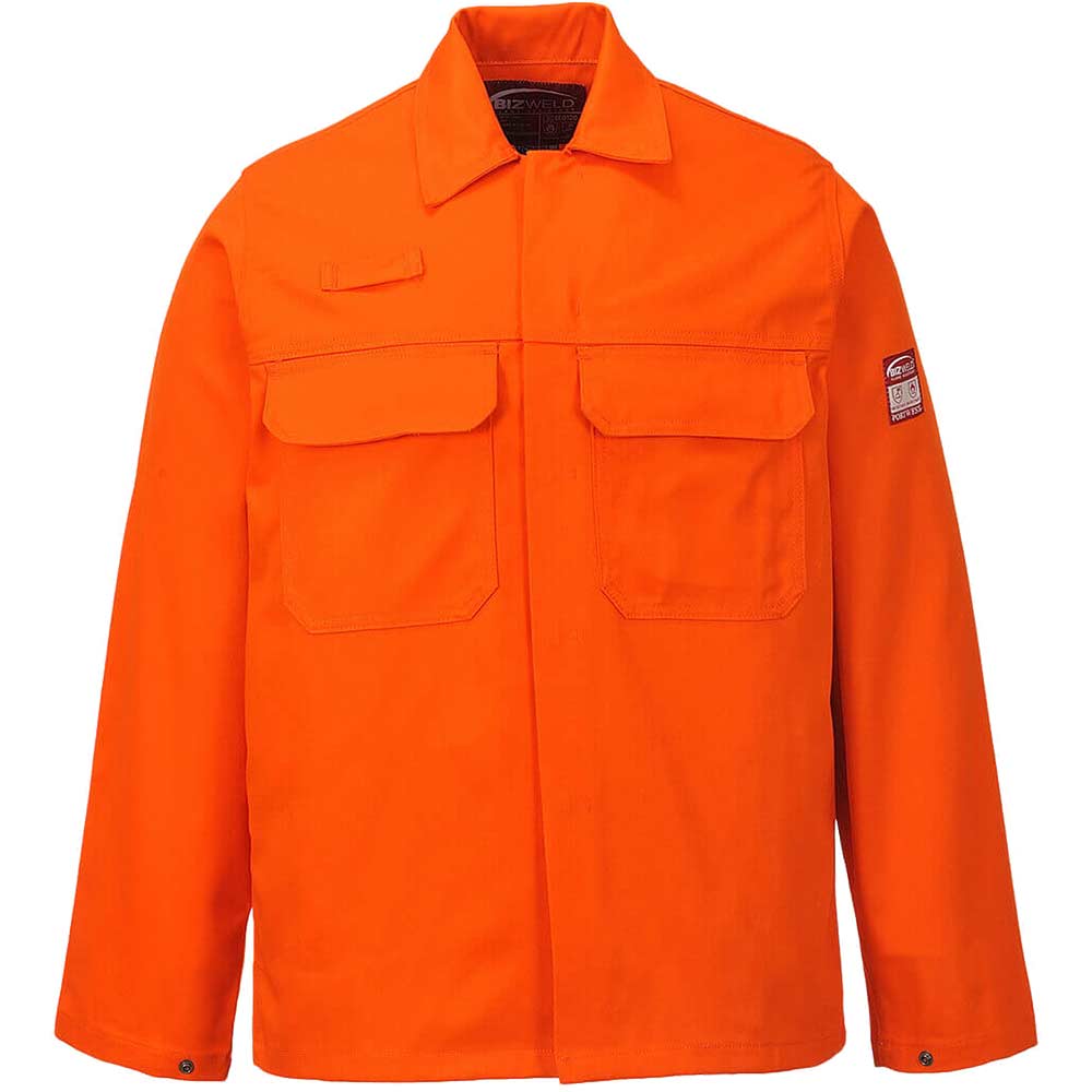 Photo of Biz Weld Mens Flame Resistant Jacket Orange M