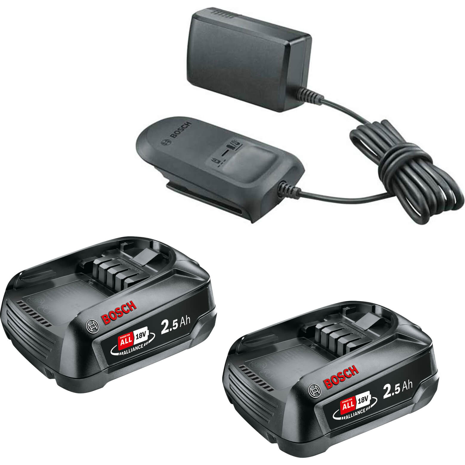 Photo of Bosch Genuine Power4all 18v Cordless Li-ion Twin Battery 2.5ah And Charger Set 2.5ah
