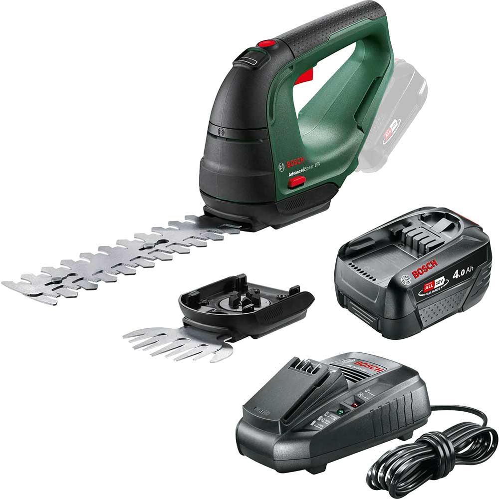 Image of Bosch ADVANCEDSHEAR 18v Cordless Grass and Shrub Shears 1 x 4ah Li-ion Charger