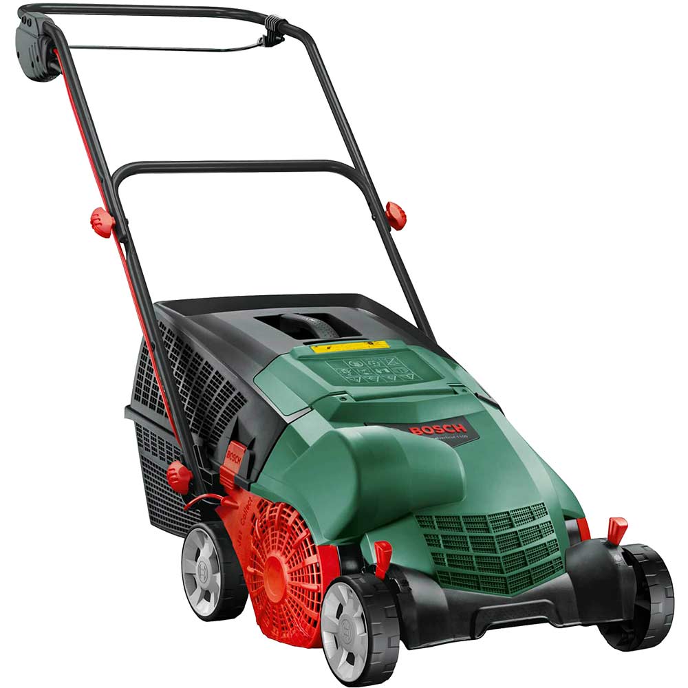 Photo of Bosch Universalverticut 1100 Metal Bladed Lawnraker 320mm