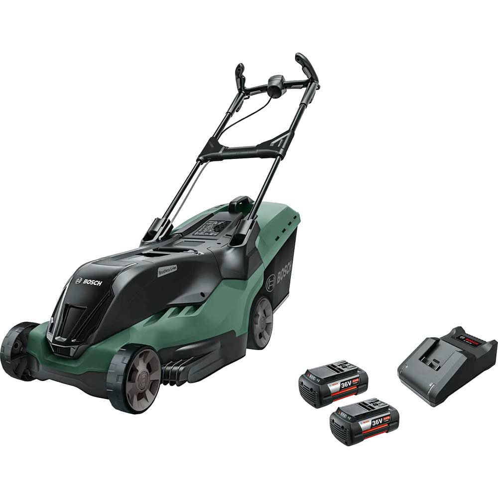 Image of Bosch ADVANCEDROTAK 36-750 36v Cordless Rotary Lawnmower 460mm 2 x 4ah Li-ion Charger