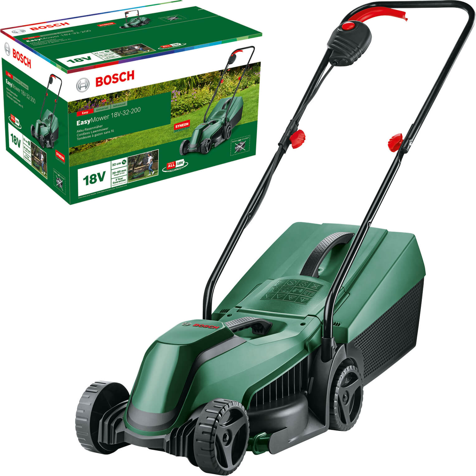 Bosch EASYMOWER 18V-32 P4A 18v Cordless Rotary Lawnmower 320mm No Batteries No Charger