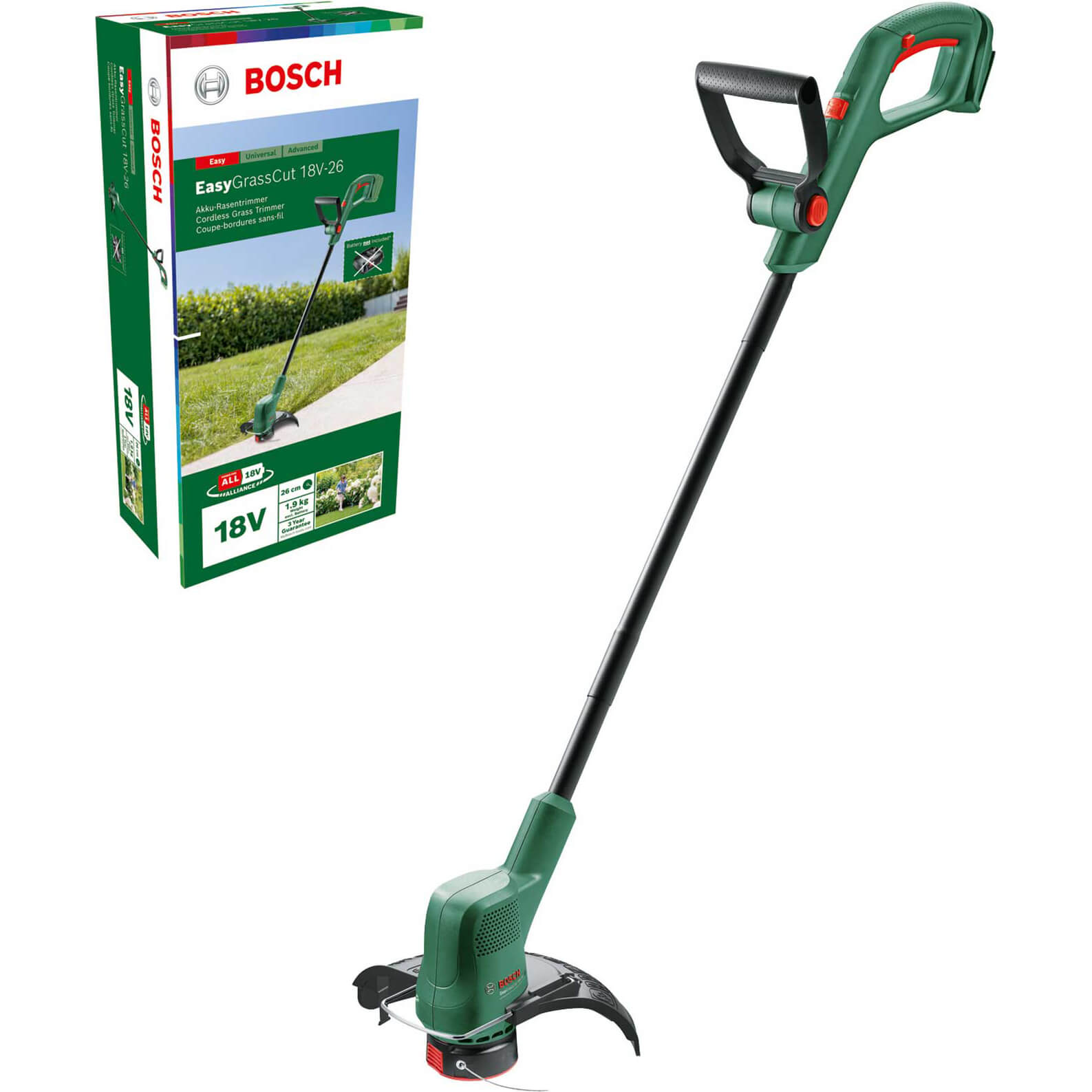 Bosch EASYGRASSCUT 18V-26 P4A 18v Cordless Grass Trimmer and Edger 260mm No Batteries No Charger