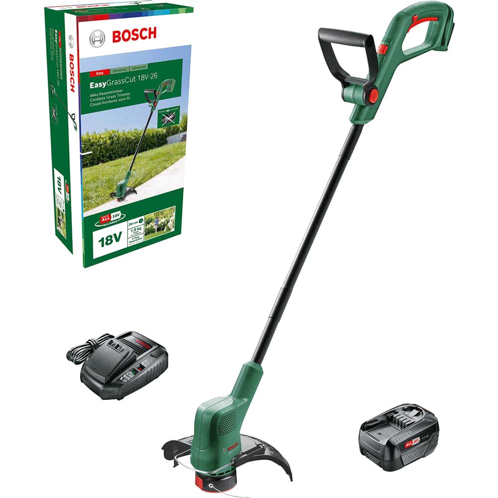 Bosch EASYGRASSCUT 18V-26 P4A 18v Cordless Grass Trimmer and Edger 260mm 1 x 4ah Li-ion Charger