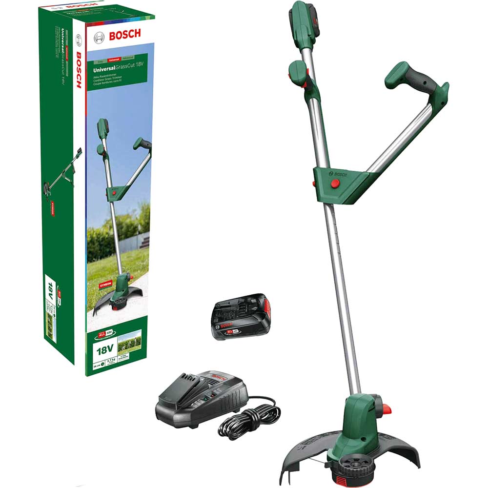 Bosch UNIVERSALGRASSCUT 18V-26 P4A 18v Cordless Grass Trimmer Edger 260mm 2 x 2.5ah Li-ion Charger