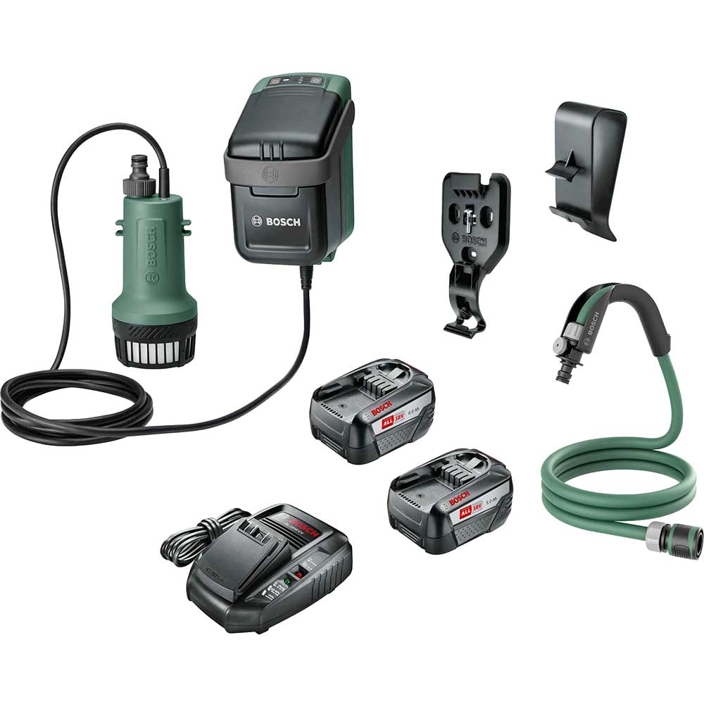 Bosch GARDENPUMP 18 P4A 18v Cordless Submersible Water Pump 2 x 6ah Li-ion Charger