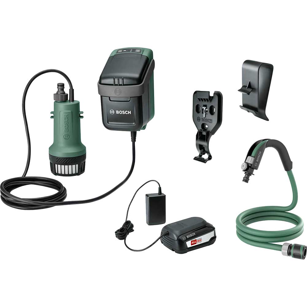 Bosch GARDENPUMP 18 P4A 18v Cordless Submersible Water Pump 1 x 2.5ah Li-ion Charger