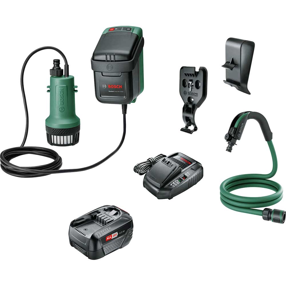 Bosch GARDENPUMP 18-2000 P4A 18v Cordless Submersible Water Pump 1 x 4ah Li-ion Charger