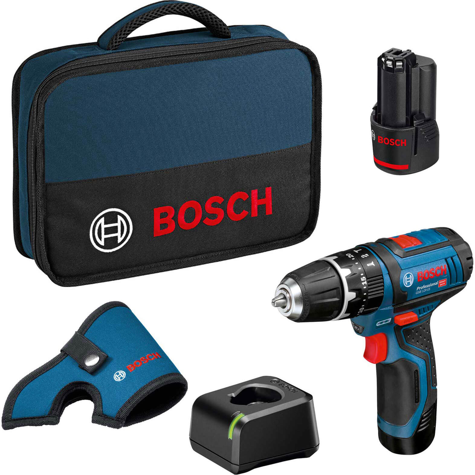 Bosch GSB 12 V-15 12v Cordless Combi Drill 2 x 2ah Li-ion Charger Bag