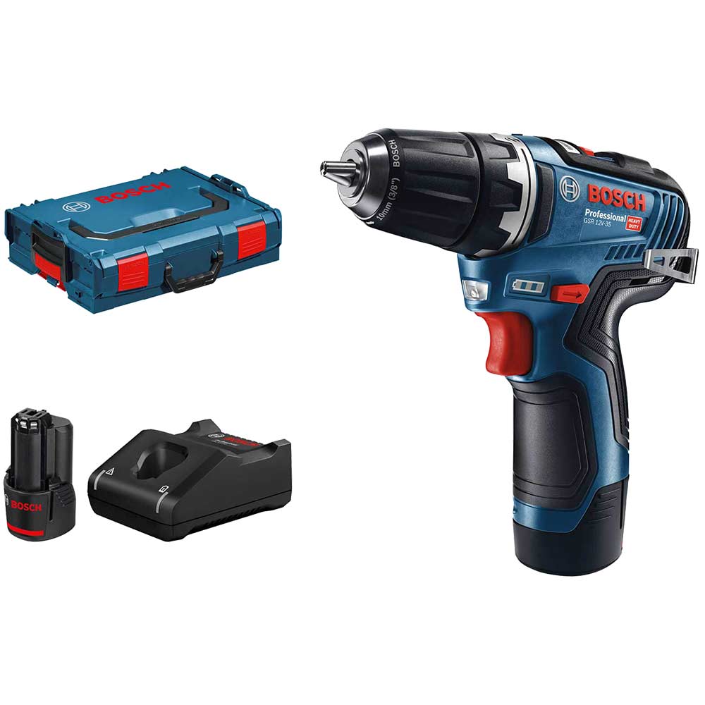 Bosch GSR 12V-35 12v Cordless Brushless Drill Driver 2 x 3ah Li-ion Charger Case