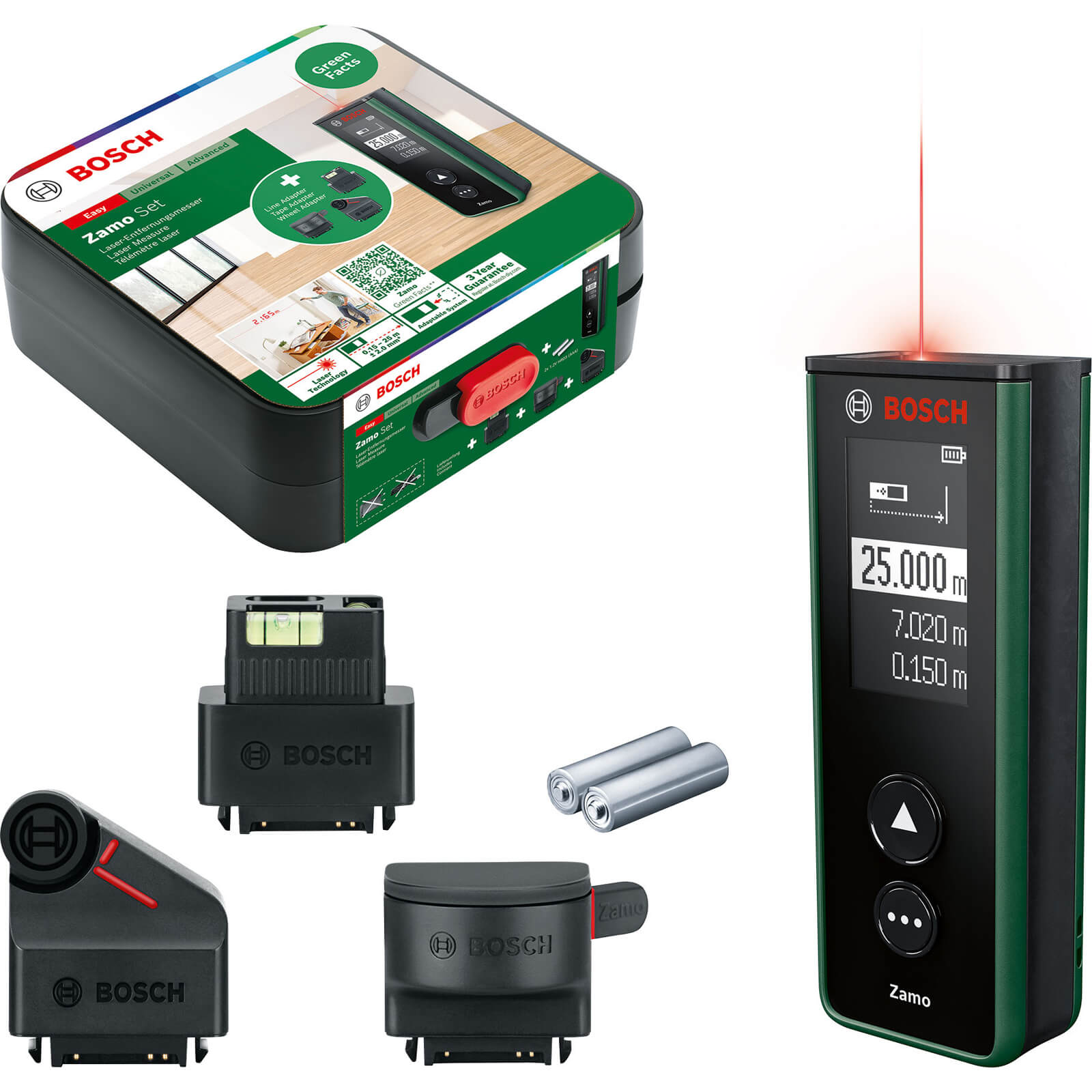 Bosch ZAMO 4 Laser Distance Measure and Area Calculator Set 25m