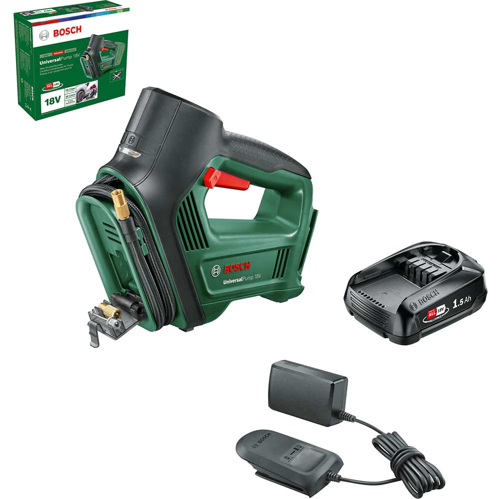 Bosch UNIVERSALPUMP P4A 18v Cordless Air Pump 1 x 1.5ah Li-ion Charger No Case