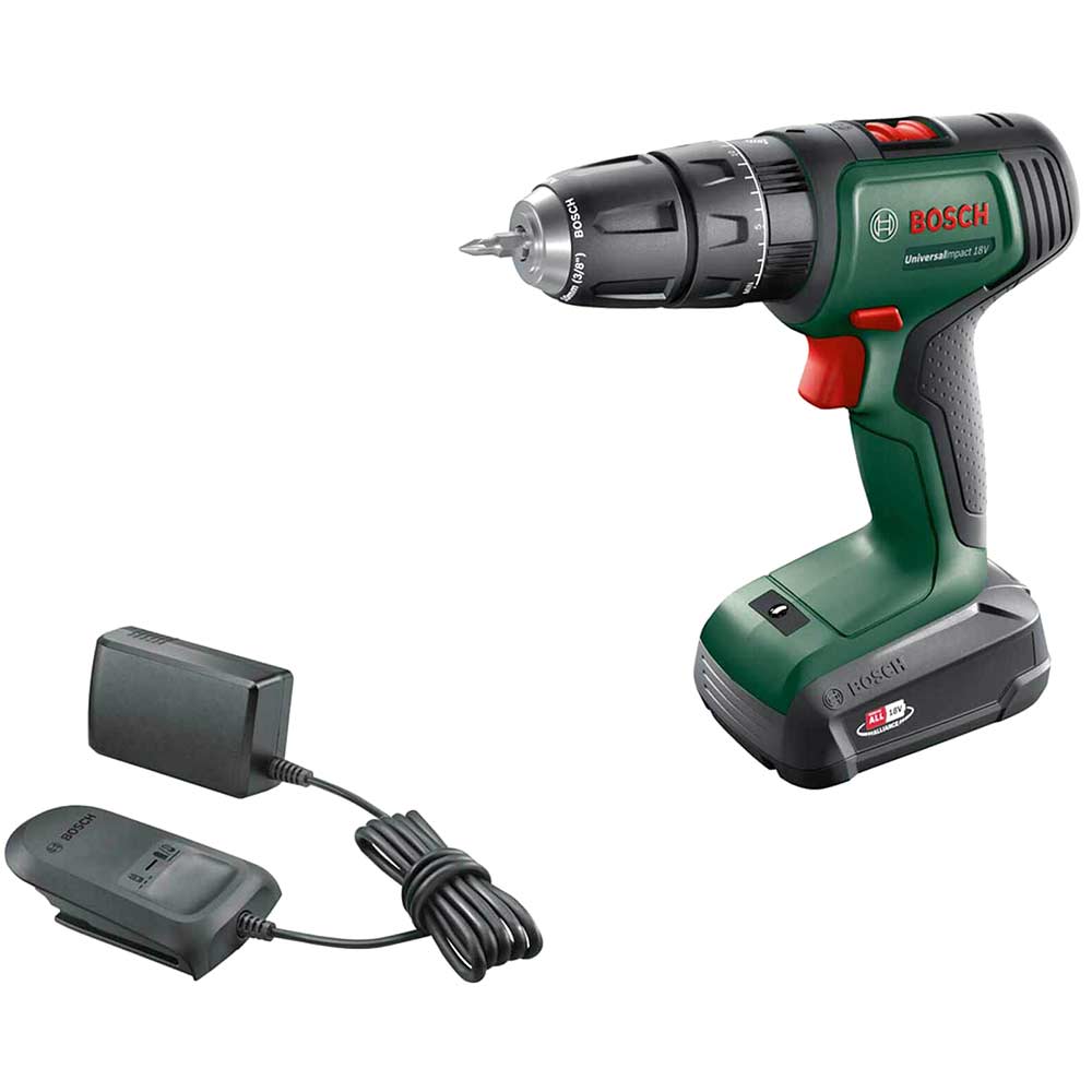 Image of Bosch UNIVERSALIMPACT 18v Cordless Combi Drill 1 x 2.5ah Li-ion Charger No Case