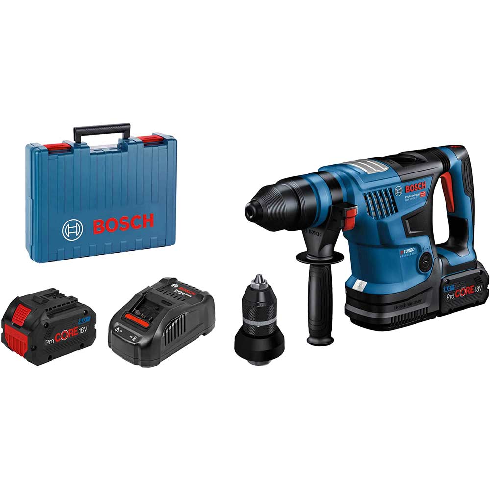 Bosch GBH 18V-34 CF BITURBO 18v Brushless SDS Plus Rotary Hammer Drill 2 x 8ah Li-ion Charger Case