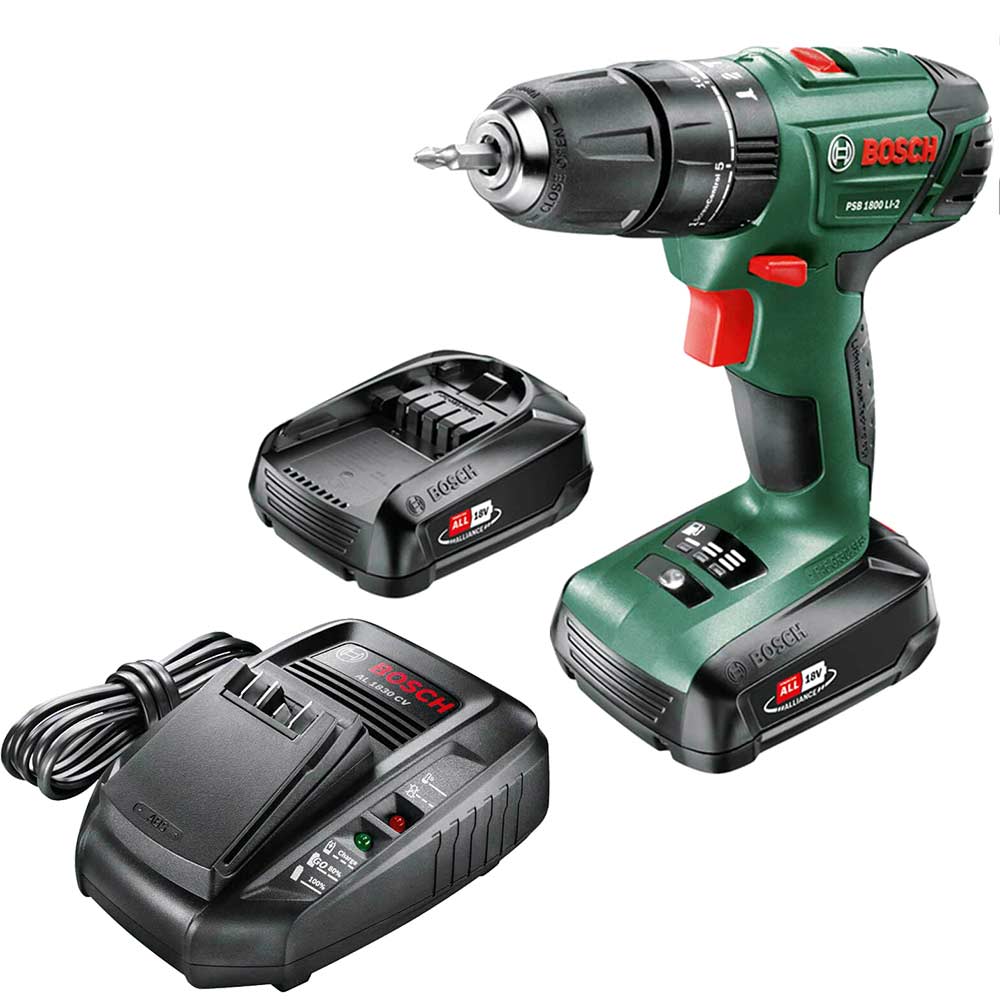 Image of Bosch PSB 1800 LI-2 18v Cordless Combi Drill 2 x 2.5ah Li-ion Charger No Case