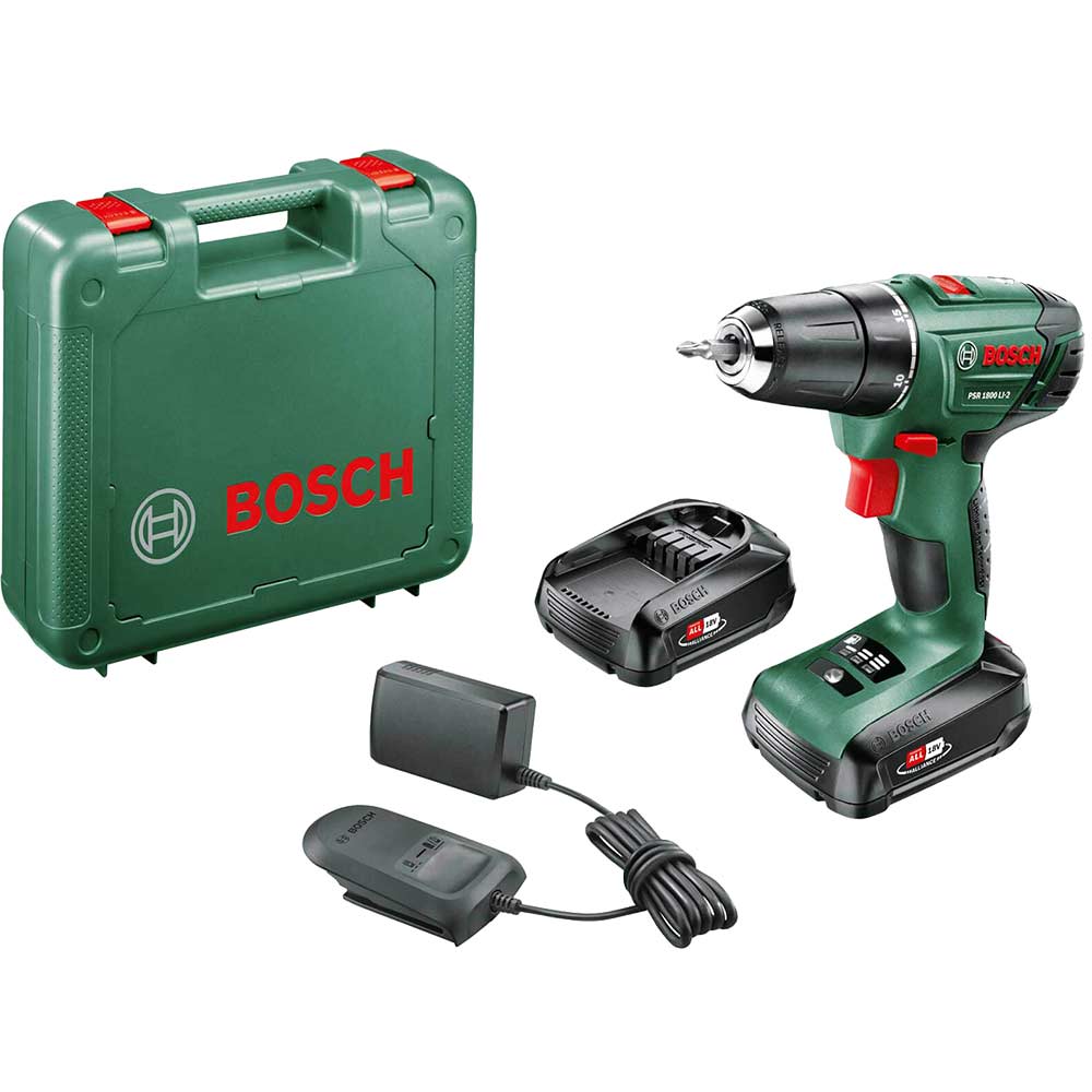 Photo of Bosch Psr 1800 Li-2 18v Cordless Drill Driver 2 X 2.5ah Li-ion Charger Case