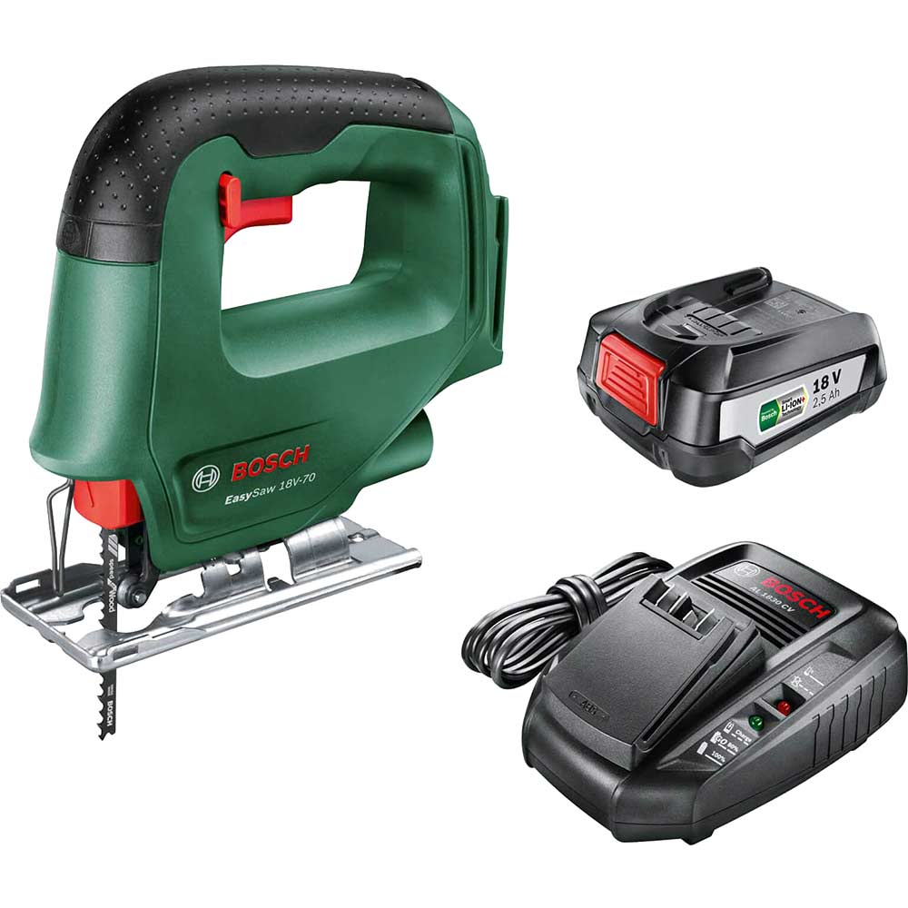 Image of Bosch EASYSAW 18V-70 18v Cordless Jigsaw 1 x 2.5ah Li-ion Charger No Case