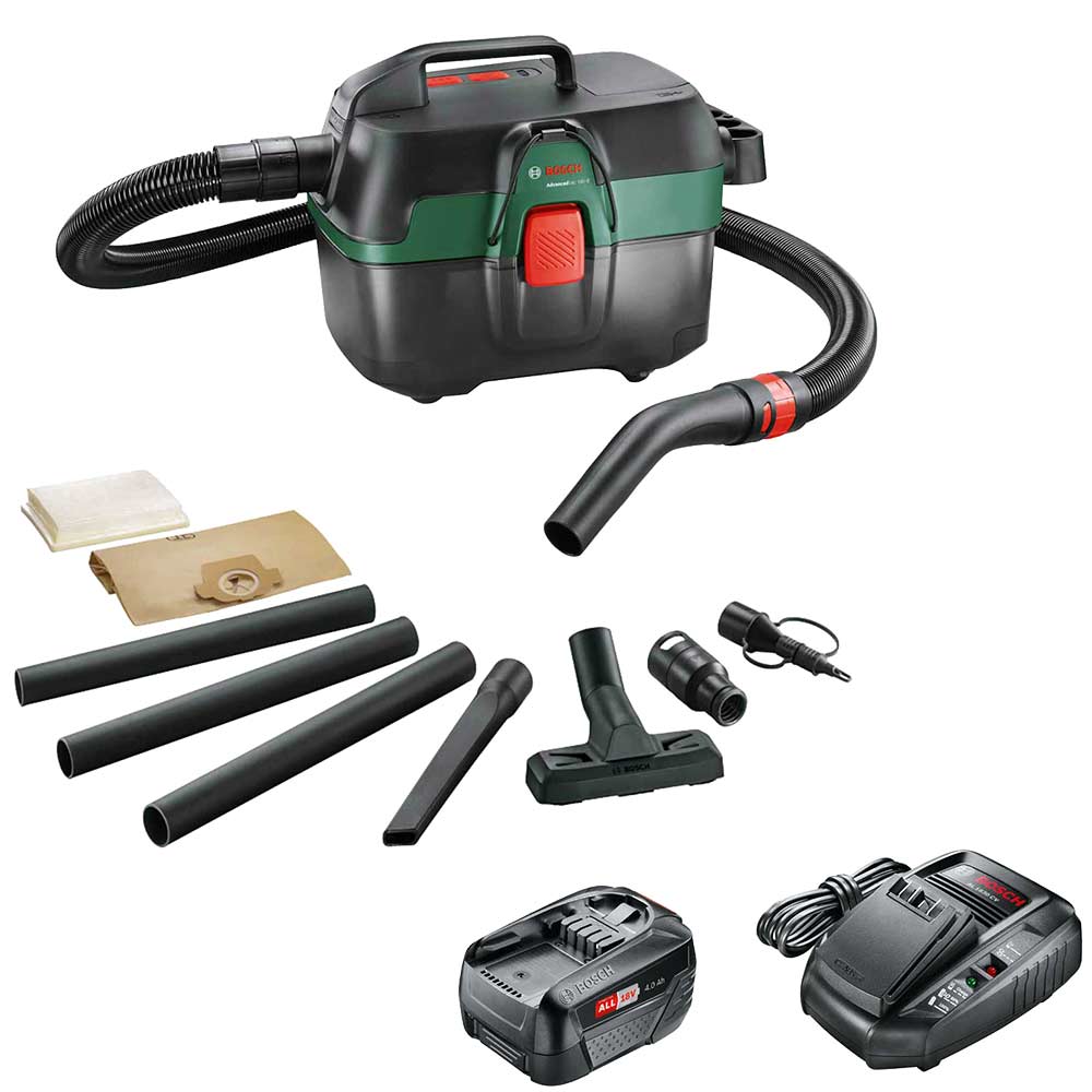 Bosch ADVANCEDVAC 18V-8 P4A 18v Cordless Portable Wet and Dry Vacuum Cleaner 8L 1 x 4ah Li-ion Charger No Case