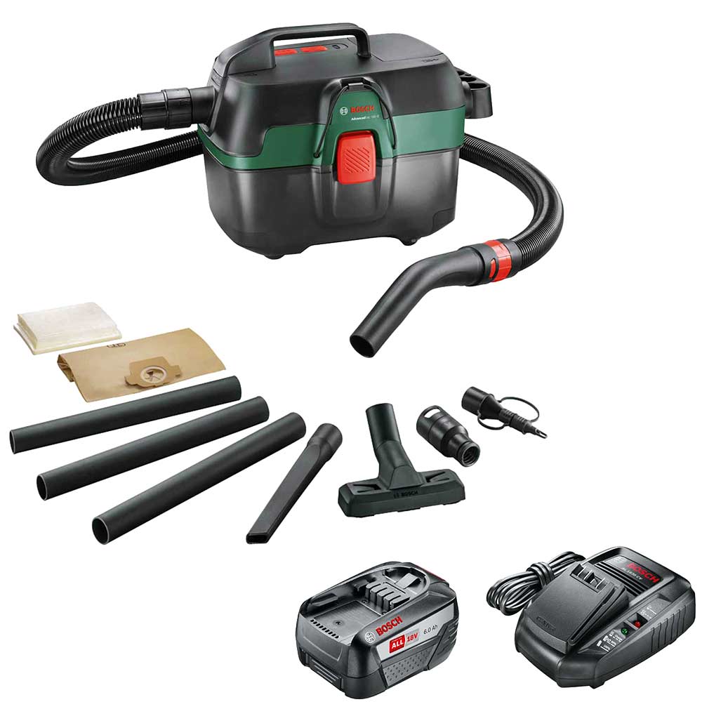 Image of Bosch ADVANCEDVAC 18V-8 18v Cordless Portable Wet and Dry Vacuum Cleaner 8L 1 x 6ah Li-ion Charger No Case