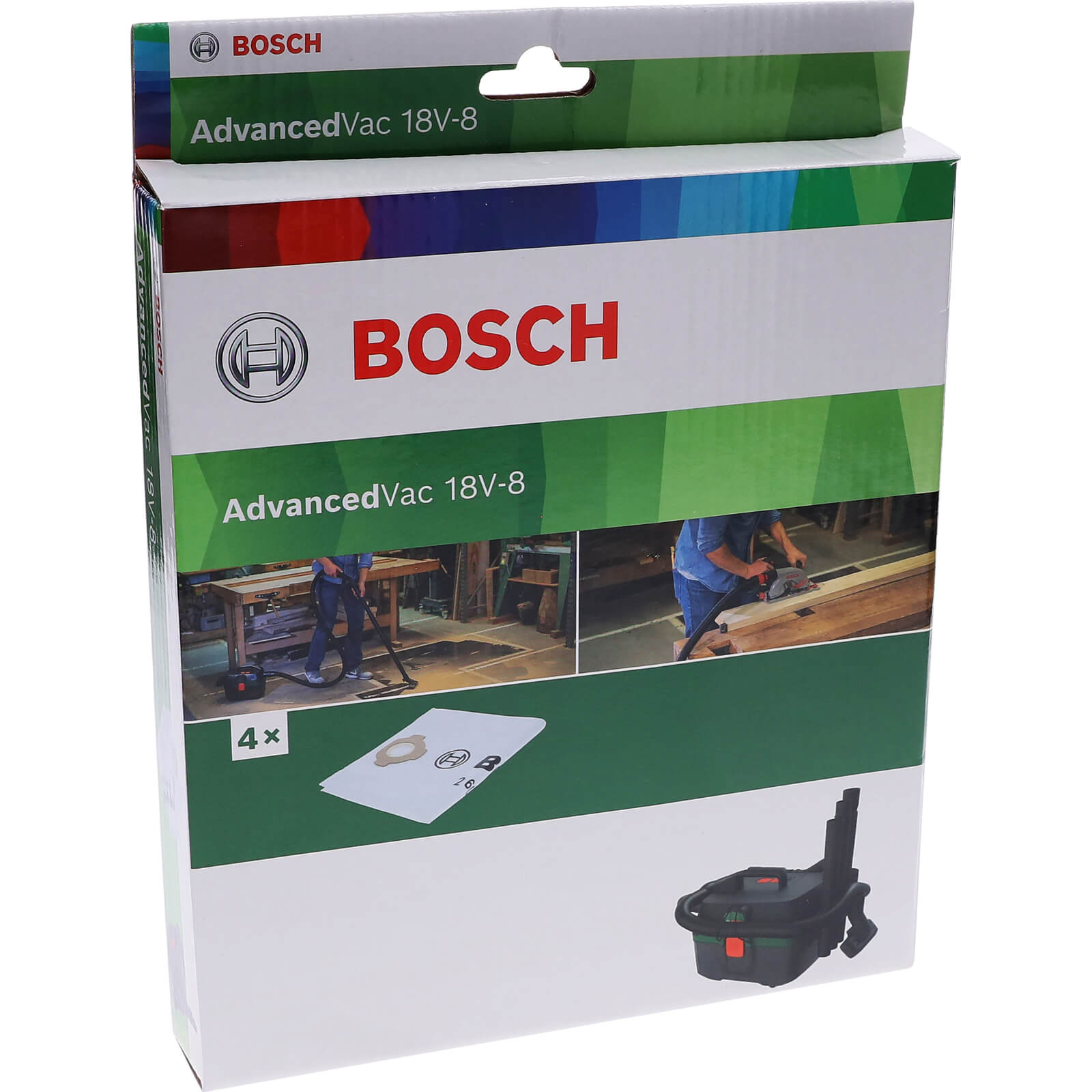 Bosch Fleece Dust Bags for ADVANCEDVAC 18V-8 Vacuum Cleaner Pack of 4