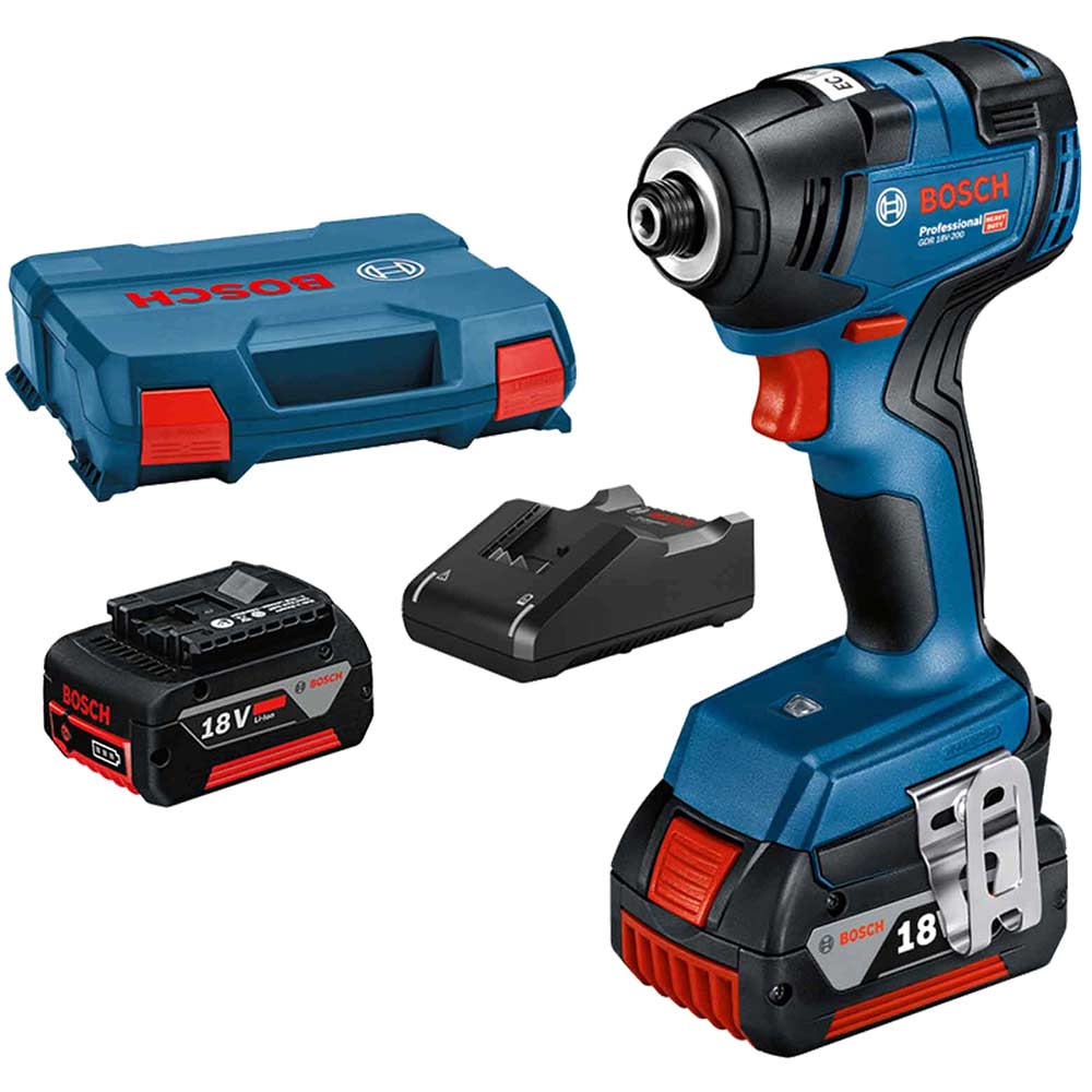 Bosch GDR 18V-200 18v Cordless Brushless Impact Driver 2 x 5ah Li-ion Charger Case