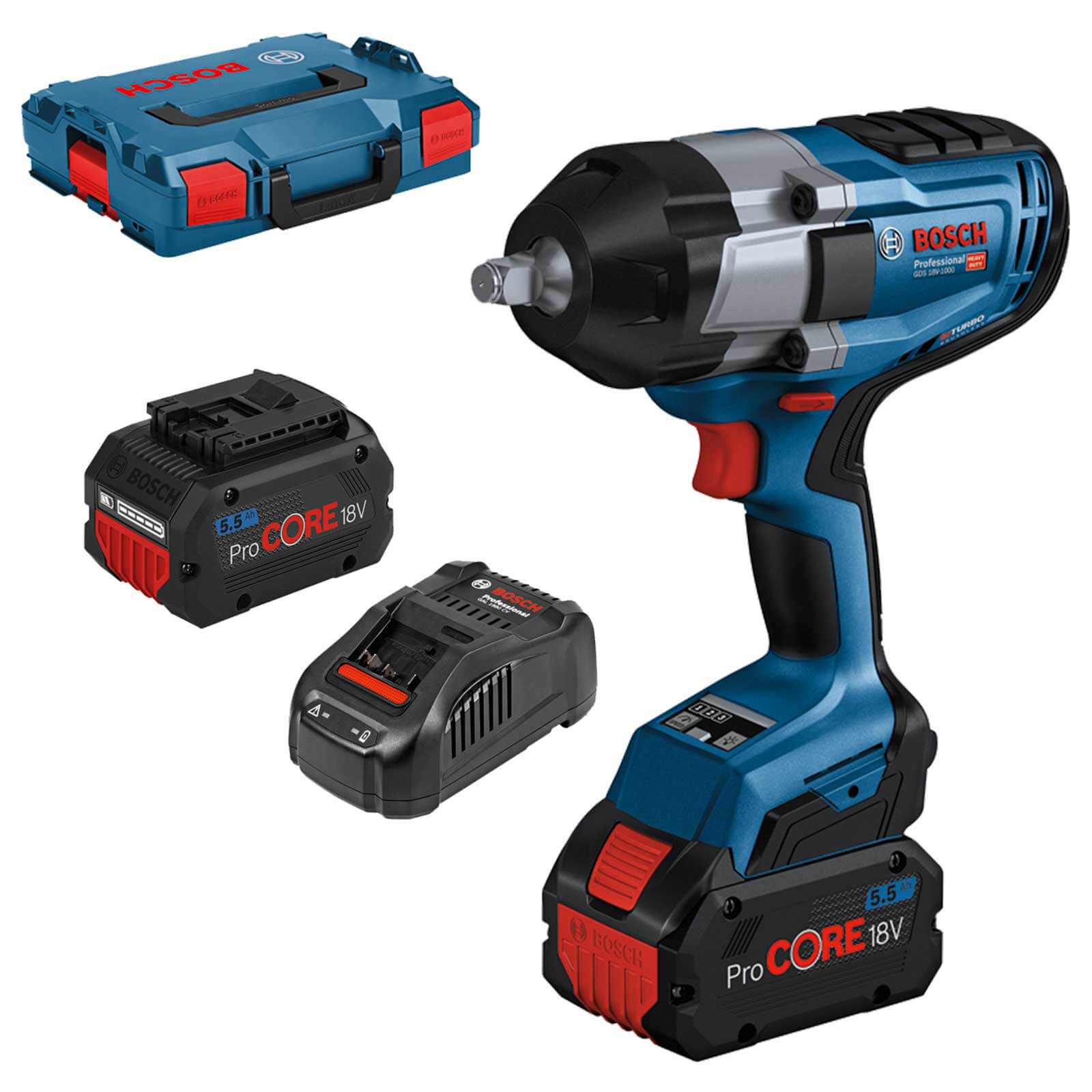 Photo of Bosch Gds 18v-1000 Biturbo 18v Cordless Brushless High Torque ½” Drive Impact Wrench 2 X 5.5ah Li-ion Charger Case