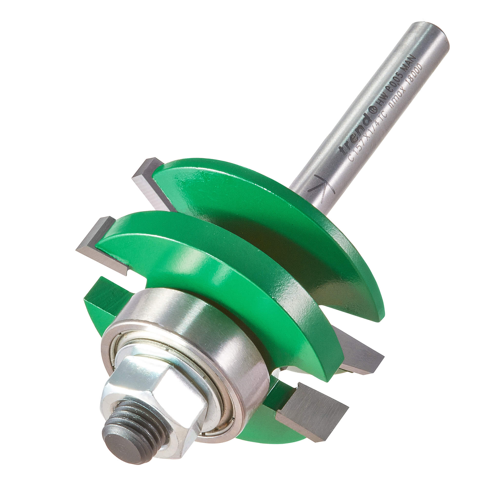 Photo of Trend Craftpro Bearing Guided Combination Raised Bevel Router Cutter 41mm 17mm 1/4