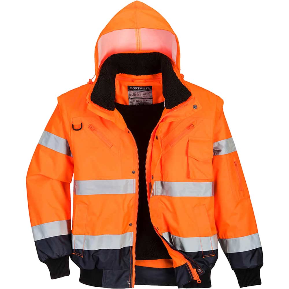 Photo of Oxford Weave 300d Class 3 Hi Vis Contrast Bomberjacket Orange / Navy 2xl