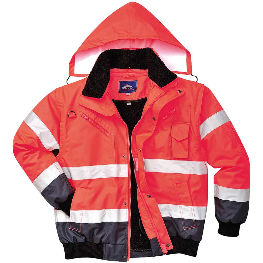Photo of Oxford Weave 300d Class 3 Hi Vis Contrast Bomberjacket Red / Navy M