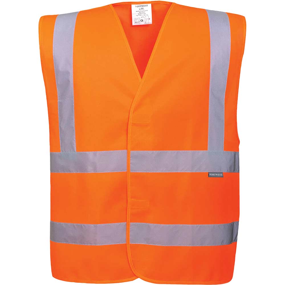 Photo of Portwest Two Band And Brace Class 2 Hi Vis Waistcoat Orange S / M