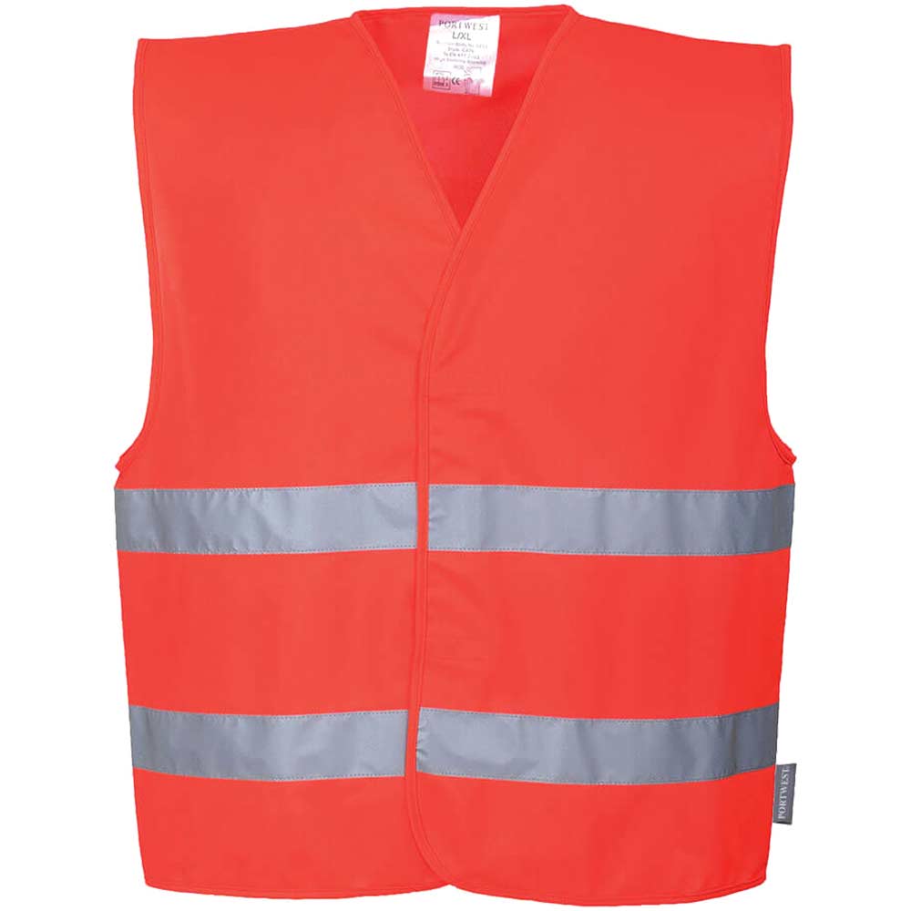 Photo of Portwest Two Band Class 2 Hi Vis Waistcoat Red L / Xl