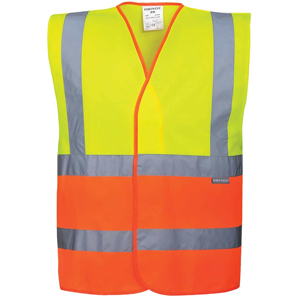 Image of Portwest Two Tone Class 2 Hi Vis Waistcoat Yellow / Orange 2XL / 3XL