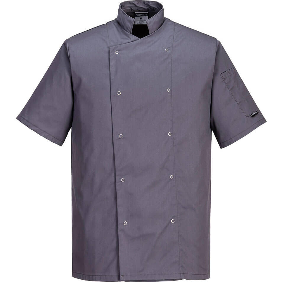 Portwest Cumbria Chefs Short Sleeve Jacket Slate Grey XL