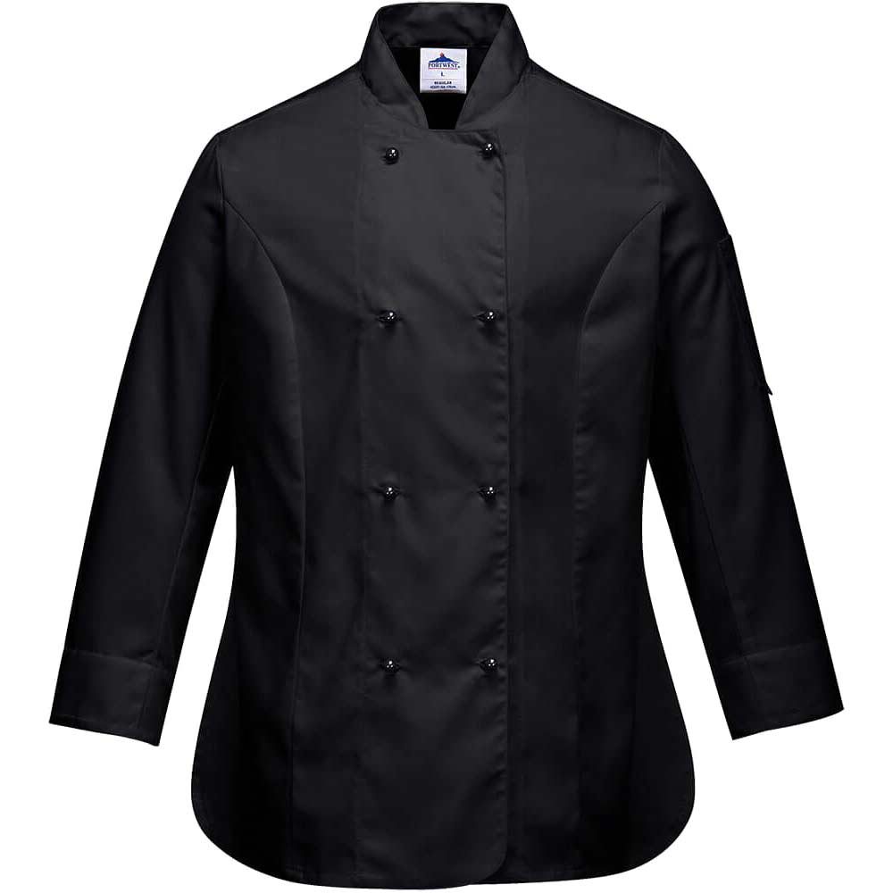 Picture of Portwest Ladies Rachel Chefs Jacket Black S