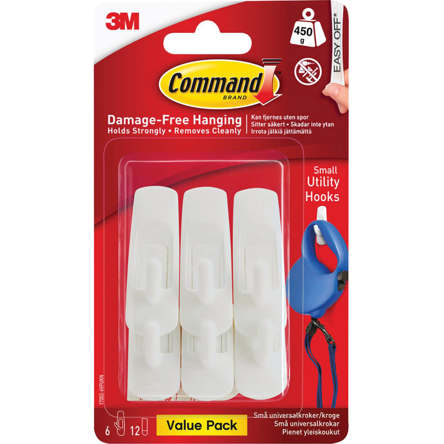 Image of Command Adhesive Strip Utility Hooks White S Pack of 6