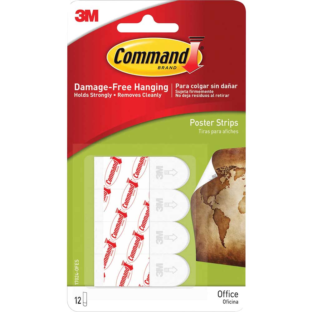 Photo of Command Adhesive Poster Strips White Pack Of 12