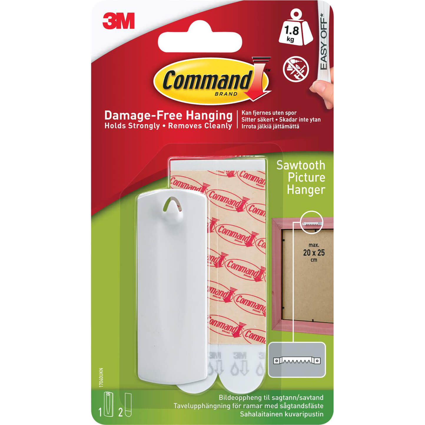 Image of Command Adhesive Strip Sawtooth Picture Hanger White Pack of 1