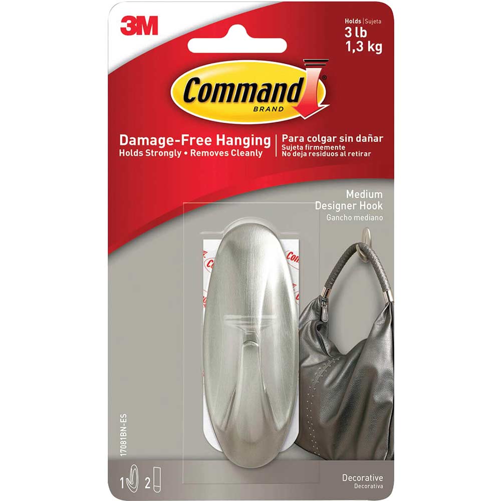 Photo of Command Adhesive Strip Designer Hook Nickel M Pack Of 1