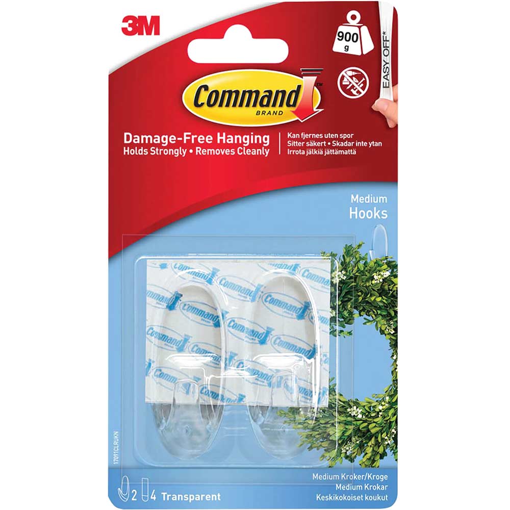 Photo of Command Adhesive Strip Hooks Clear M Pack Of 2