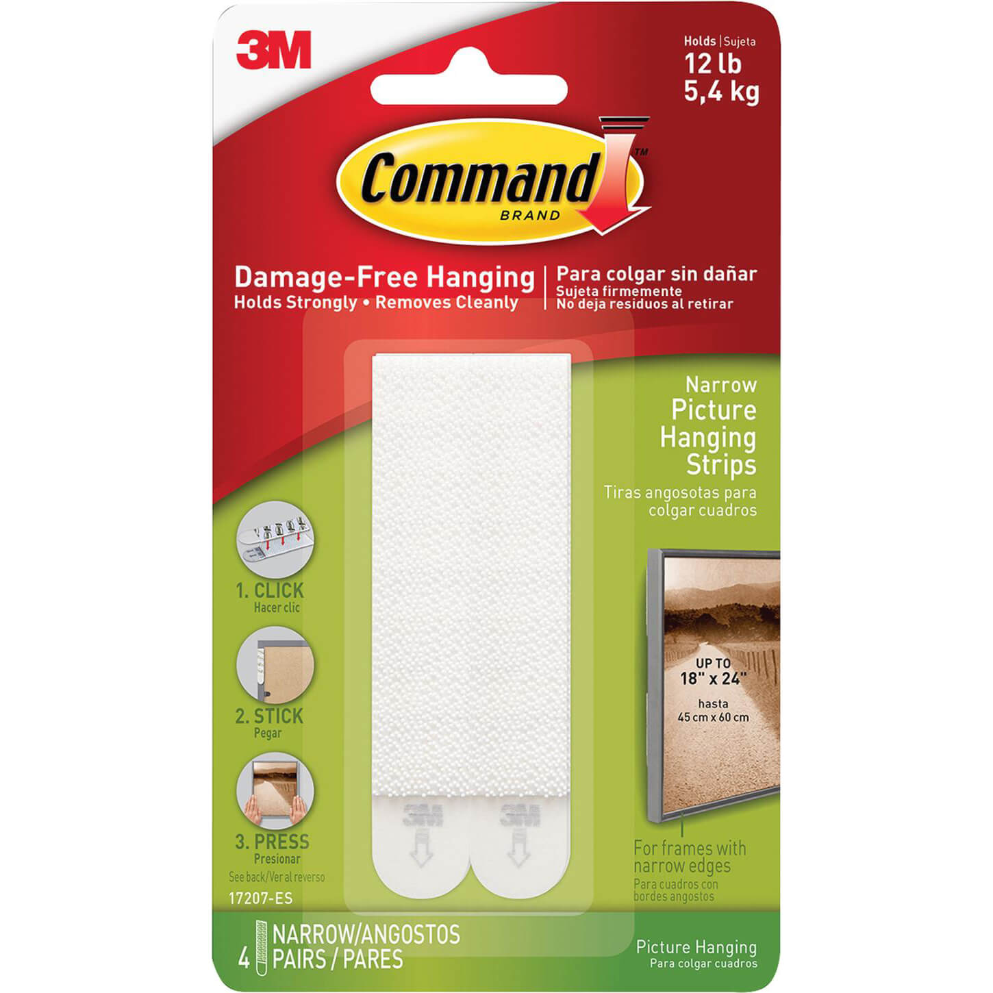 Image of Command Narrow Picture Hanging Adhesive Strips White Pack of 4