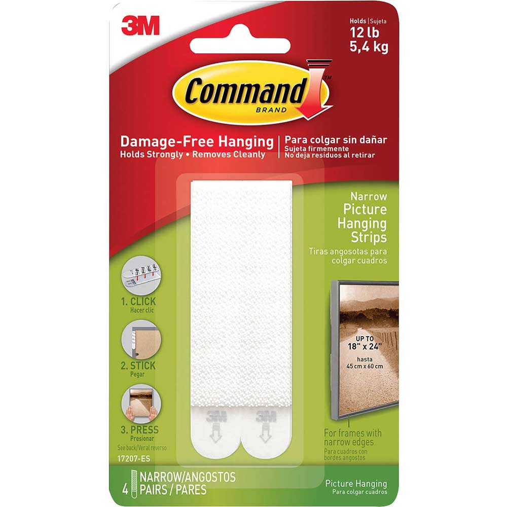 Photo of Command Narrow Picture Hanging Adhesive Strips White Pack Of 4