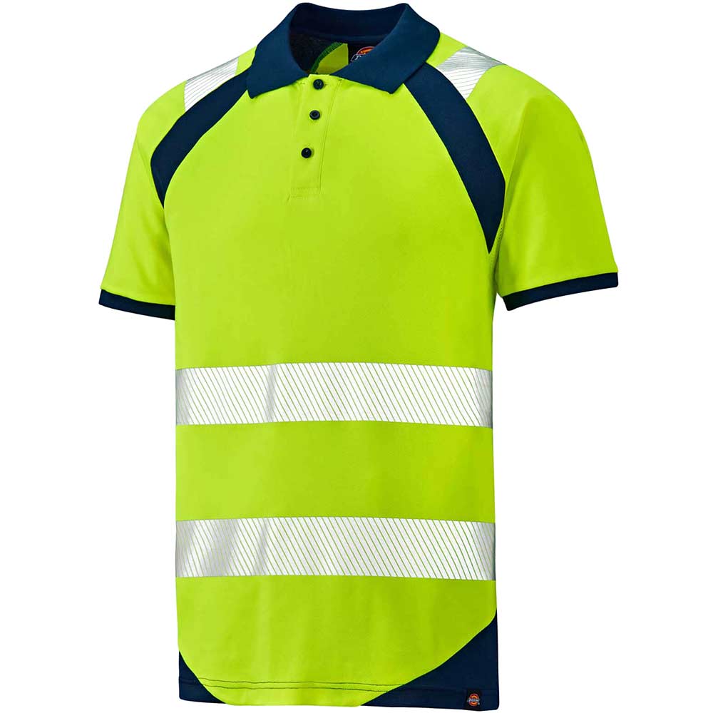 Image of Dickies Mens HV Temp-IQ Polo Yellow / Navy S