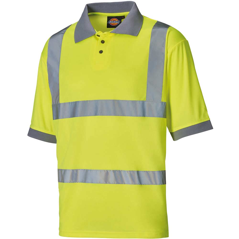 Image of Dickies Mens Hi Vis Safety Polo Shirt Yellow S
